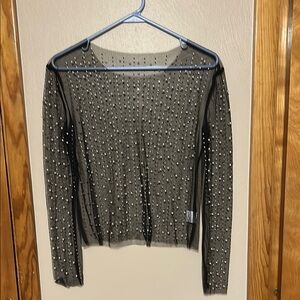 Black Sheer Beaded Women's Top